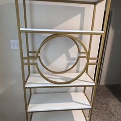 Gold & White Shelf/Bookcase/Display Case 