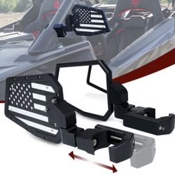 NEW Aluminum UTV Side Mirrors Fits 1.75"-2" Roll Cage Bar America USA Flag Pattern Side Rear View