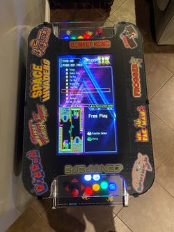 Cocktail table machine, retrograde, arcade video game  machine, LED lights, 500+ games
