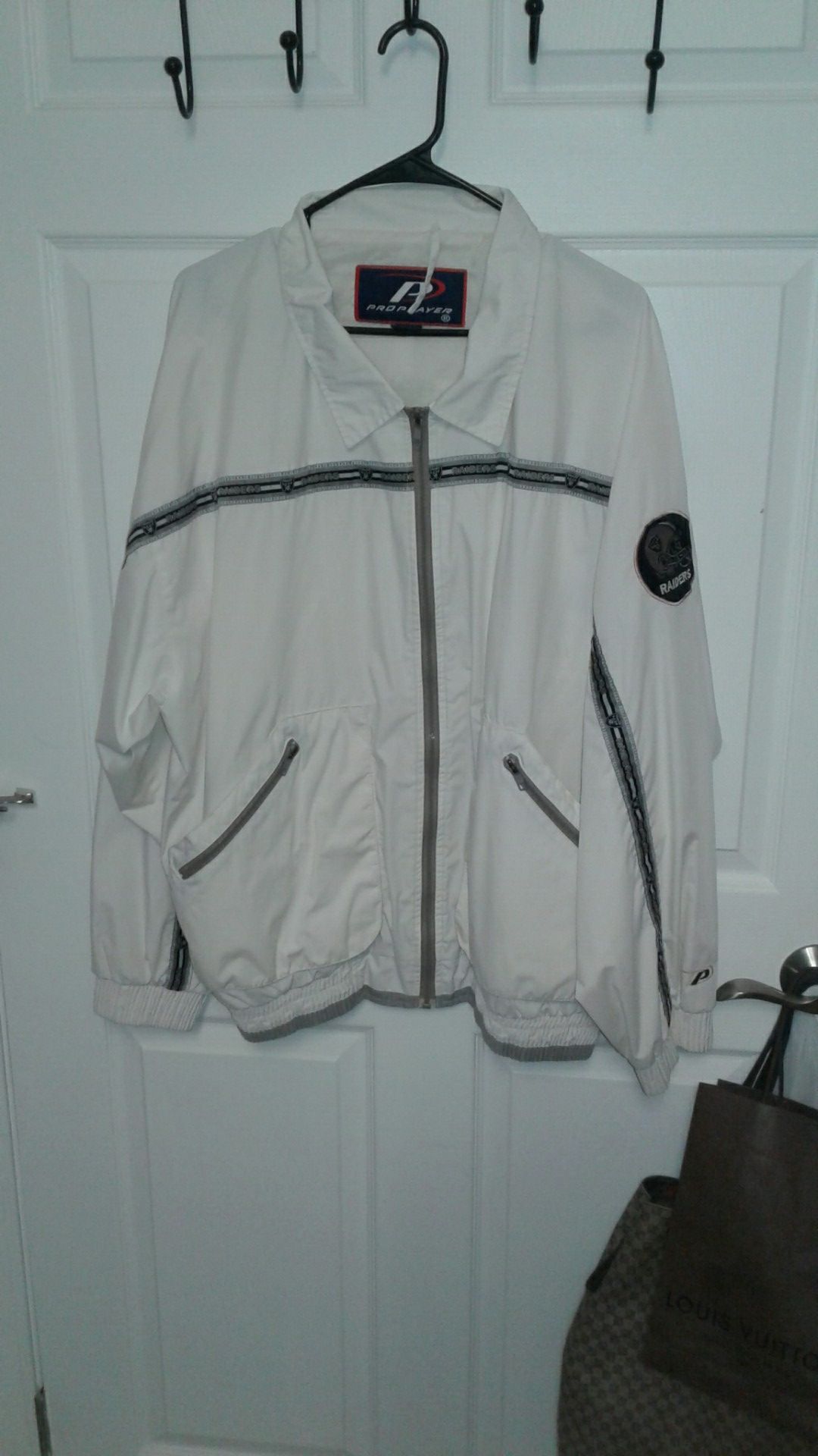 Vintage 90s RAIDERS pro player thin jacket white with Raiders