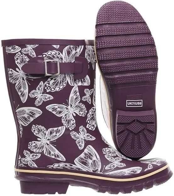Jileon Mid Calf Rain Boots - Specially Designed For Wide Feet, Ankles Women's Size 10