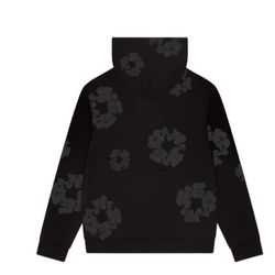 Faded Mono Cotton Wreath Hoodie Black