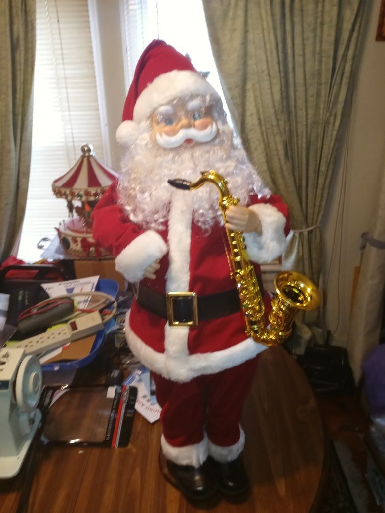 Santa Claus playing the saxophone