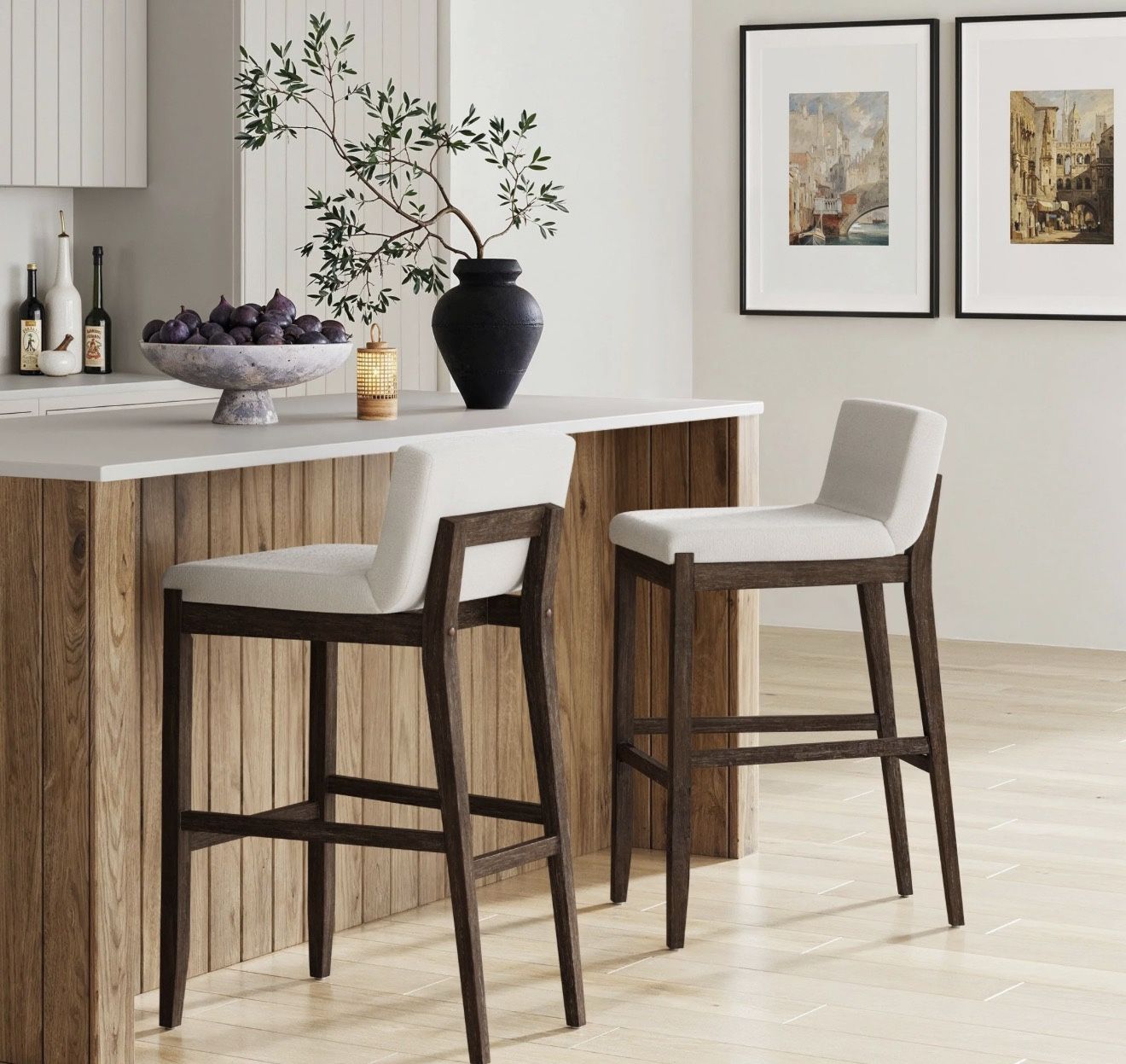 NEW Nathan James Exposed Wood Back Bar Stools Dark Brown (Set of 2)