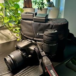 Canon - EOS Rebel T7 DSLR Video Two Lens Kit with EF-S 18-55mm and EF 75-300mm Lenses - Black