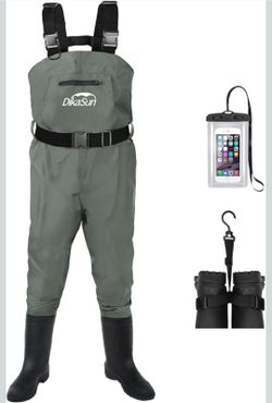 Fishing Waders US M5/W8  Men & Women, Waterproof 2-Ply Nylon/PVC Chest Wader with Boots for Outdoor, Sizes 4-13 Bootfoot