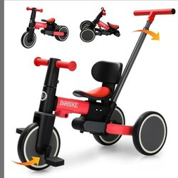 "BoBike 5-in-1 Tricycle for Children from 18 Months to 5 Years. Children's Bicycle with Upgraded Pedals, Parent Handlebar, Balance Bike and Easy Assem