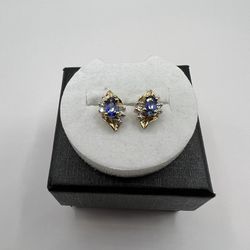 Blue Sapphire and Diamond earrings