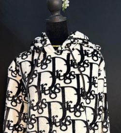 Dior Oblique Fleece Hoodie White Black