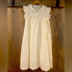 NWT Madewell Womens Eyelet Ruffle Sleeve Mini Dress White Small
