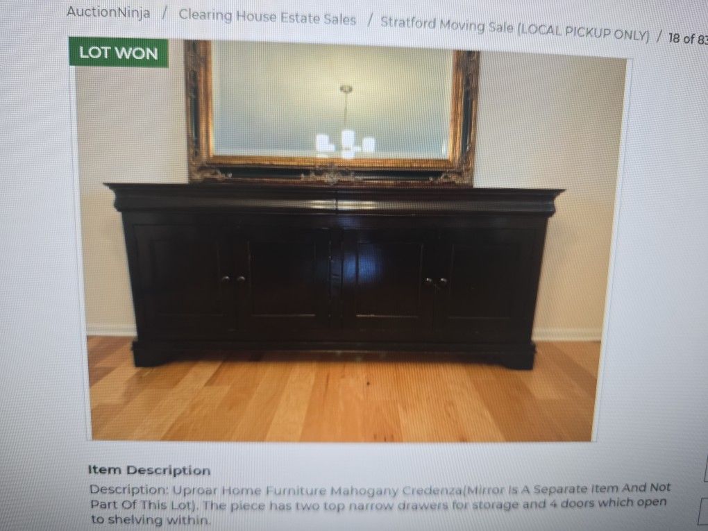 Uproar Home Funiture Mahogany Credenza( Mirror Not Included)