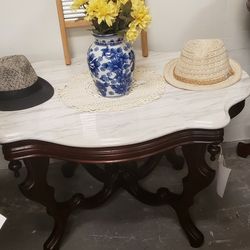 Tables Antique Italian Marble Tops &  Wood  Bases 