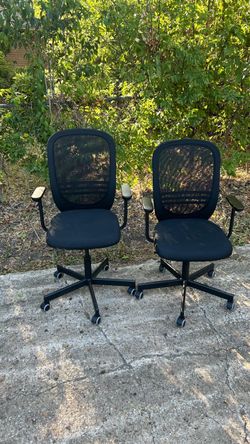2 Black Mesh Office Chairs