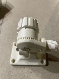 White Plastic Swivel Mount Bracket with Threaded Fitting