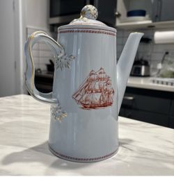 Vintage  (1900) Spode red Trade Winds coffee pot with lid