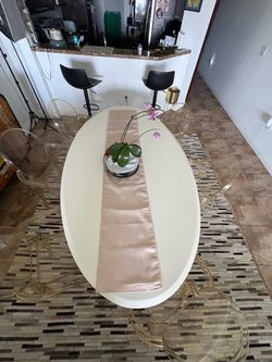 Adara Oval Beige Pedestal Dinning Table