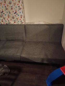 Gray Fabric Futon Sofa