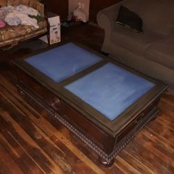 Ethan Allen Leather top coffee Table 