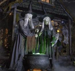 6.5 ft. Gruesome Grounds Animated LED Witches Scene