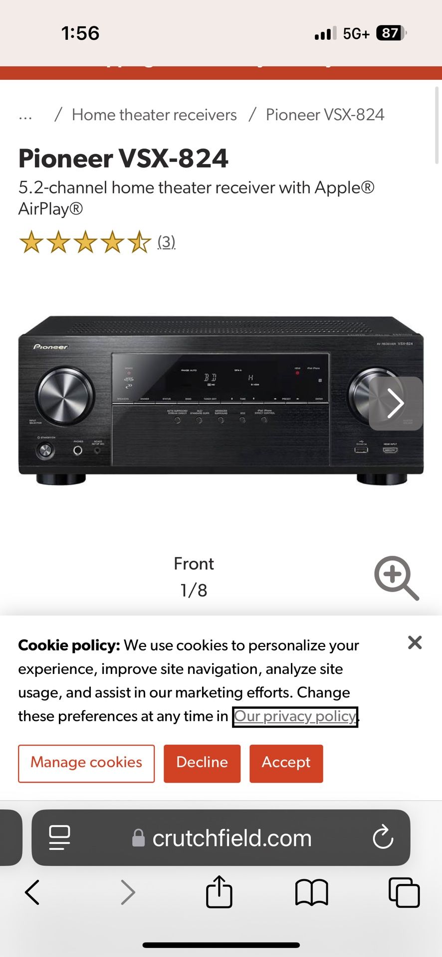 Pioneer VSX-824 Home Theater Receiver