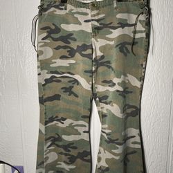 TagRag Culture Women’s Hippie Camo Bell Bottom/Hip Hugger Laced Sides Pants. -23