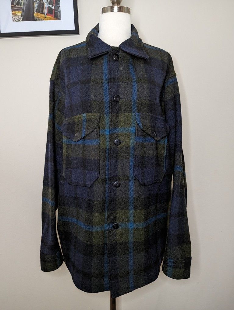 Pendleton Men's Plaid Button-Up 100% Wool Jacket 