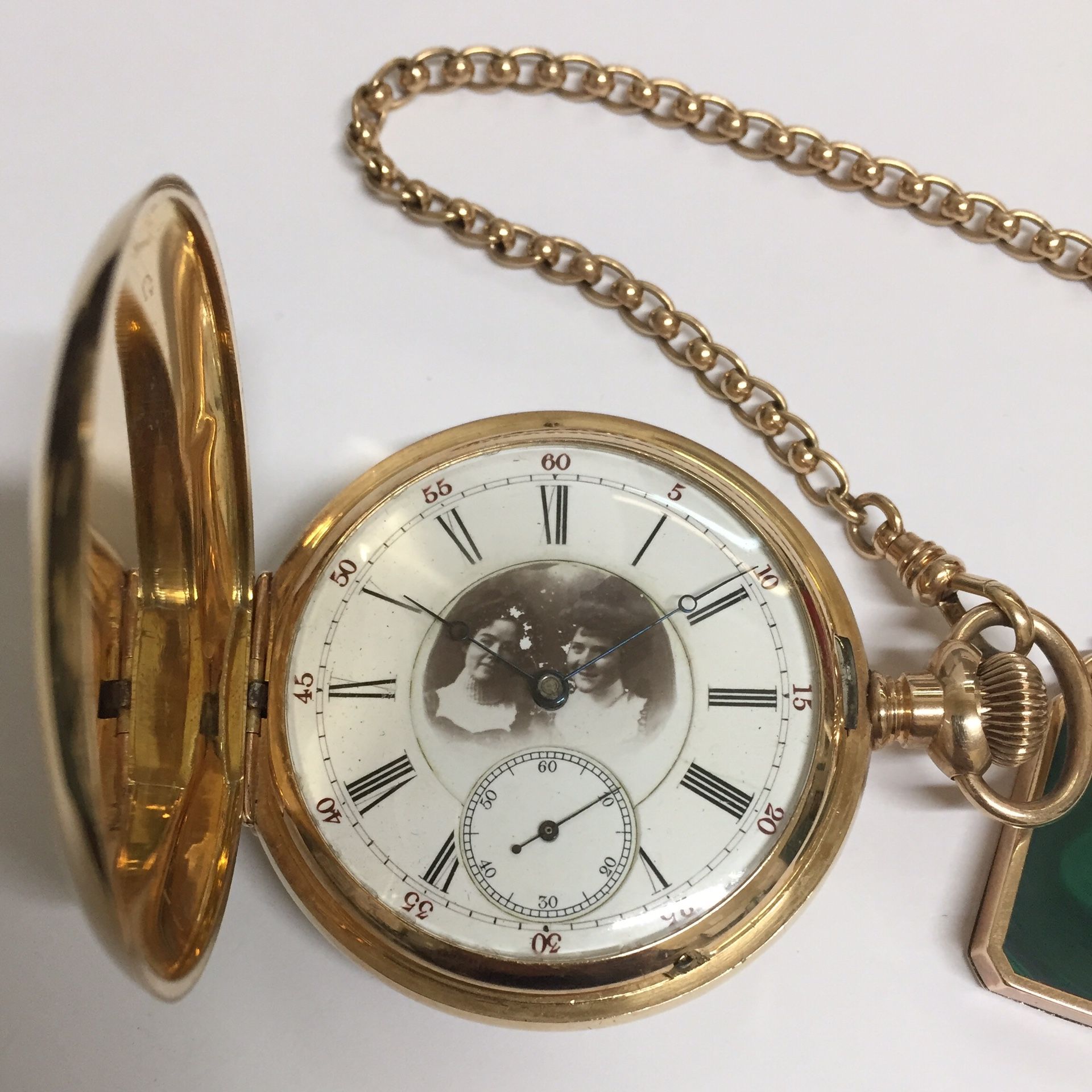 Vanguard Waltham 14 karat antique pocket watch with photo dial!