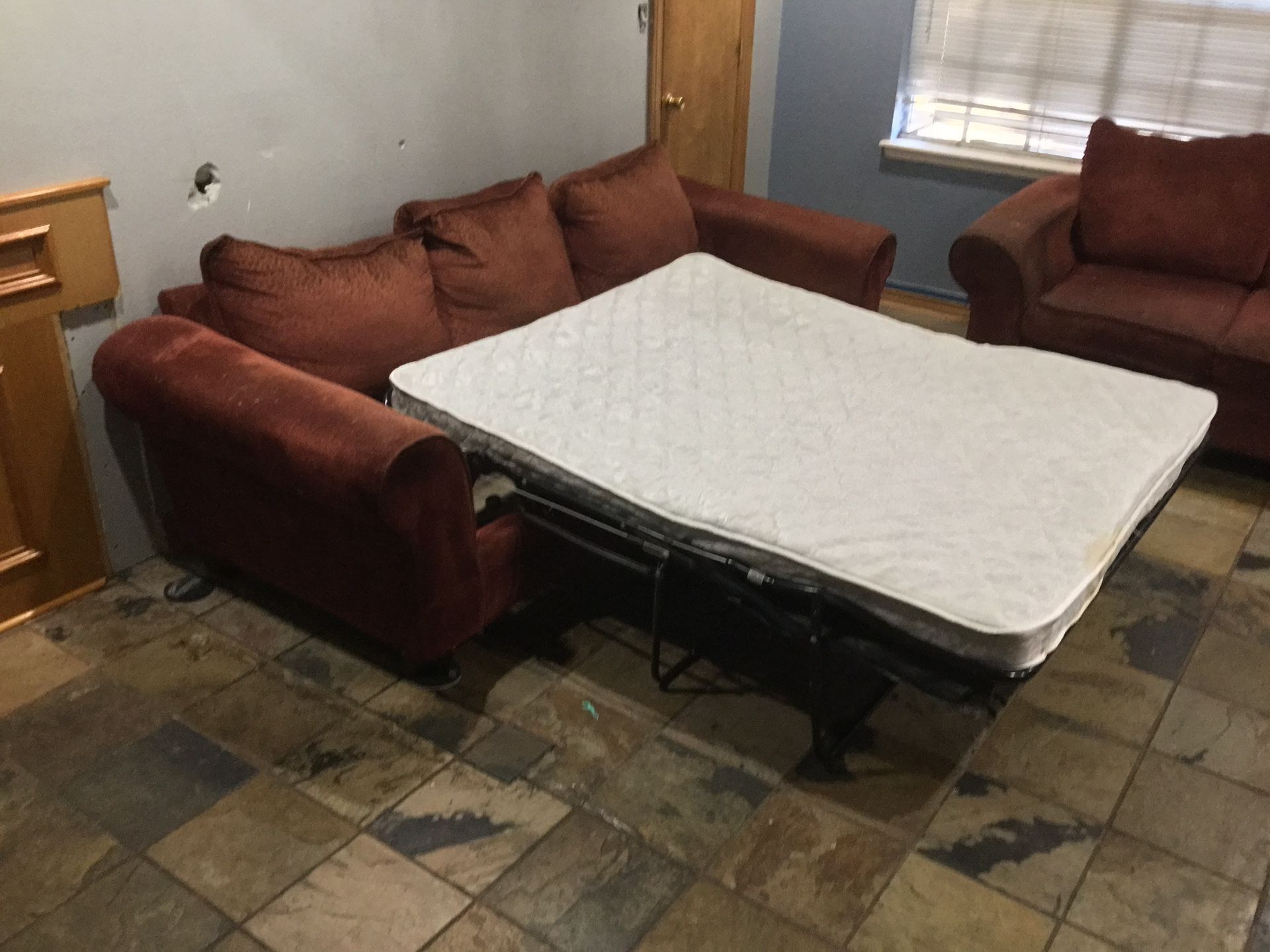 PULLOUT Couch Set – Needs TLC (Reupholstery and/ Cleaning - Minor Repairs)