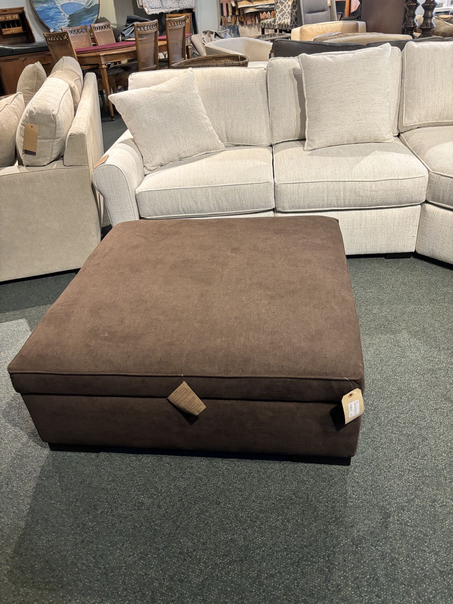OTTOMAN Macy's Brown Fabric Square Storage Ottoman AS IS - SKU: 8KKUA8