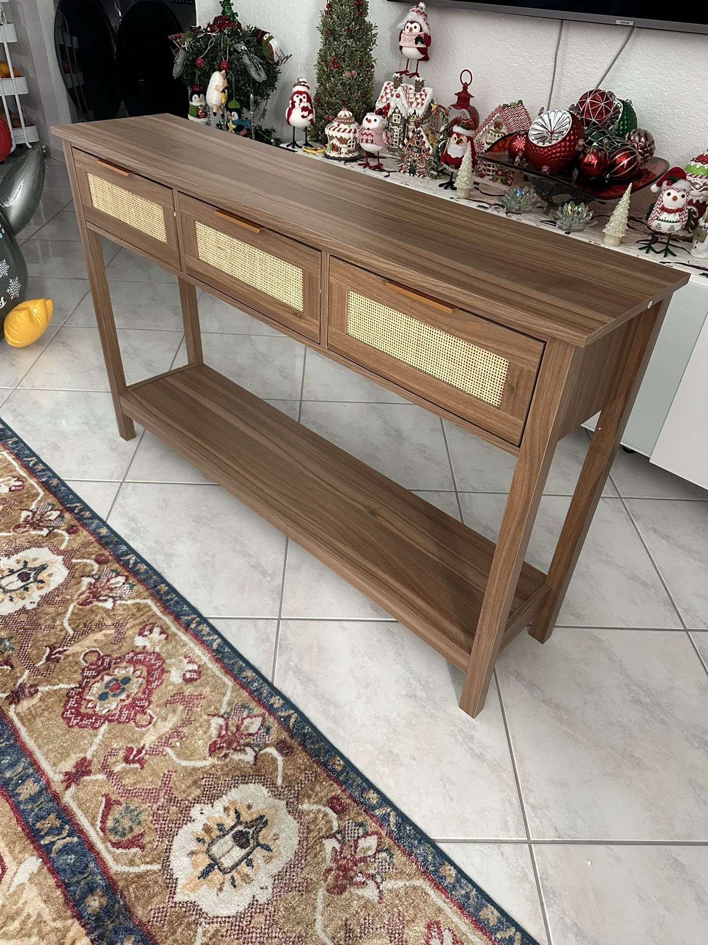 NEW PurelyGoods Rattan Console Table Boho Entryway Table Narrow Long Sofa Table