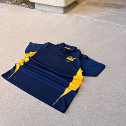 Y2K Nike Dri-Fit Cal Berkeley Bears Navy and Gold polo Mens M/L