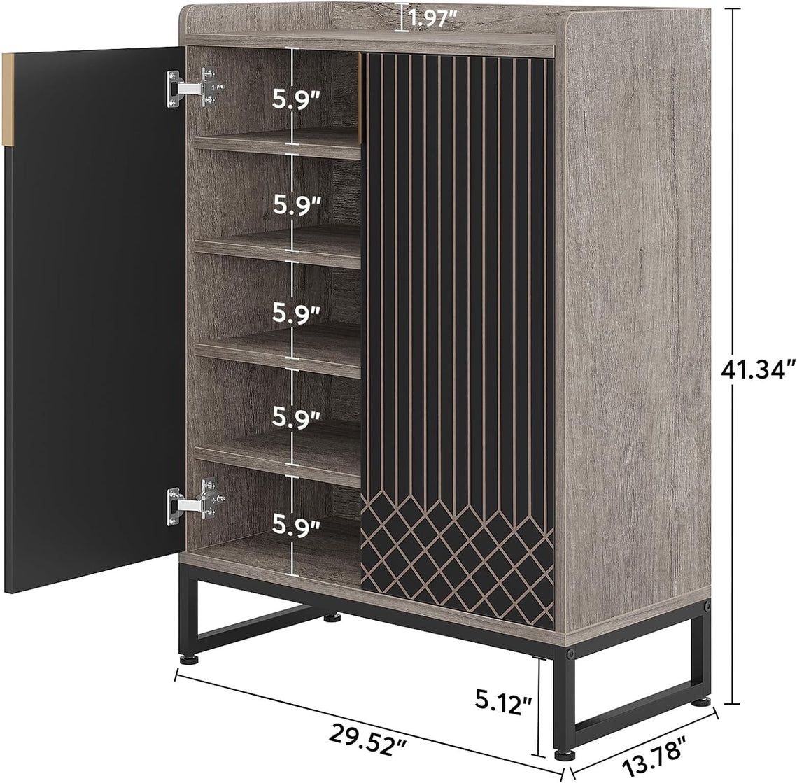 Xk00528 Modern Shoe Cabinet with Doors, 5 Tier Modern Shoe Rack Organizer Household