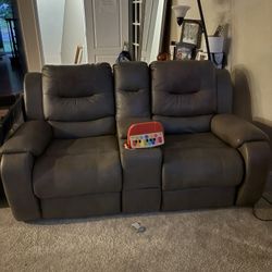 Leather Recliner Loveseat - Gray