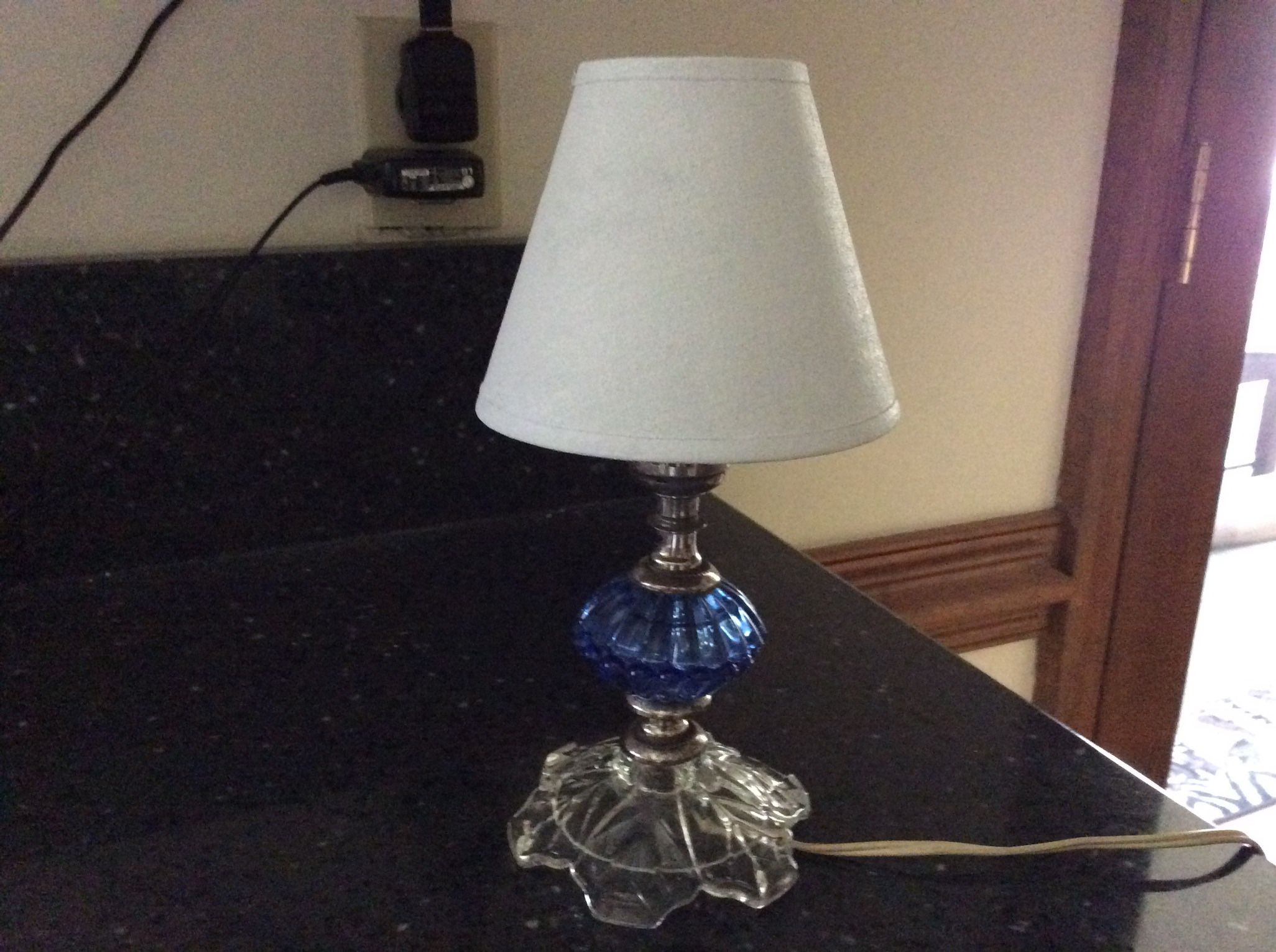 Vintage Blue Crystal Lamp 