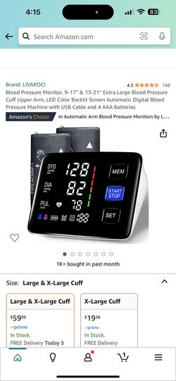 Blood Pressure Monitor, 9-17'' & 13-21'' Extra Large Blood