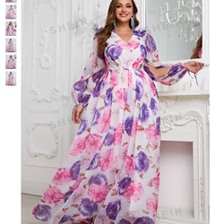 Pretty Pastel Maxi Dress Size 1X-USED, BUT IN GOOD CONDITION