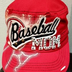 Baseball Mom Rhinestone Adjustable Cargo Hat 