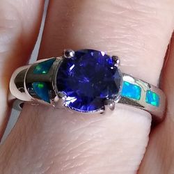 Stunning 🆕 Tanzanite Opal Sterling Silver Ring SIZE 6!
