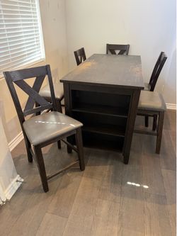 Compact Counter Height Dining Table with 4 Chairs & 2 stools