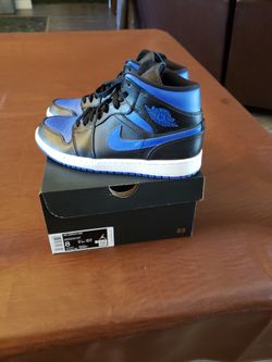 Mens Size 8 Air Jordan 1 Mid Black/Hyper Royal-White