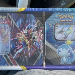 2 Pack Pokémon Card Tins INTELEON V / ZAMAZENTA V