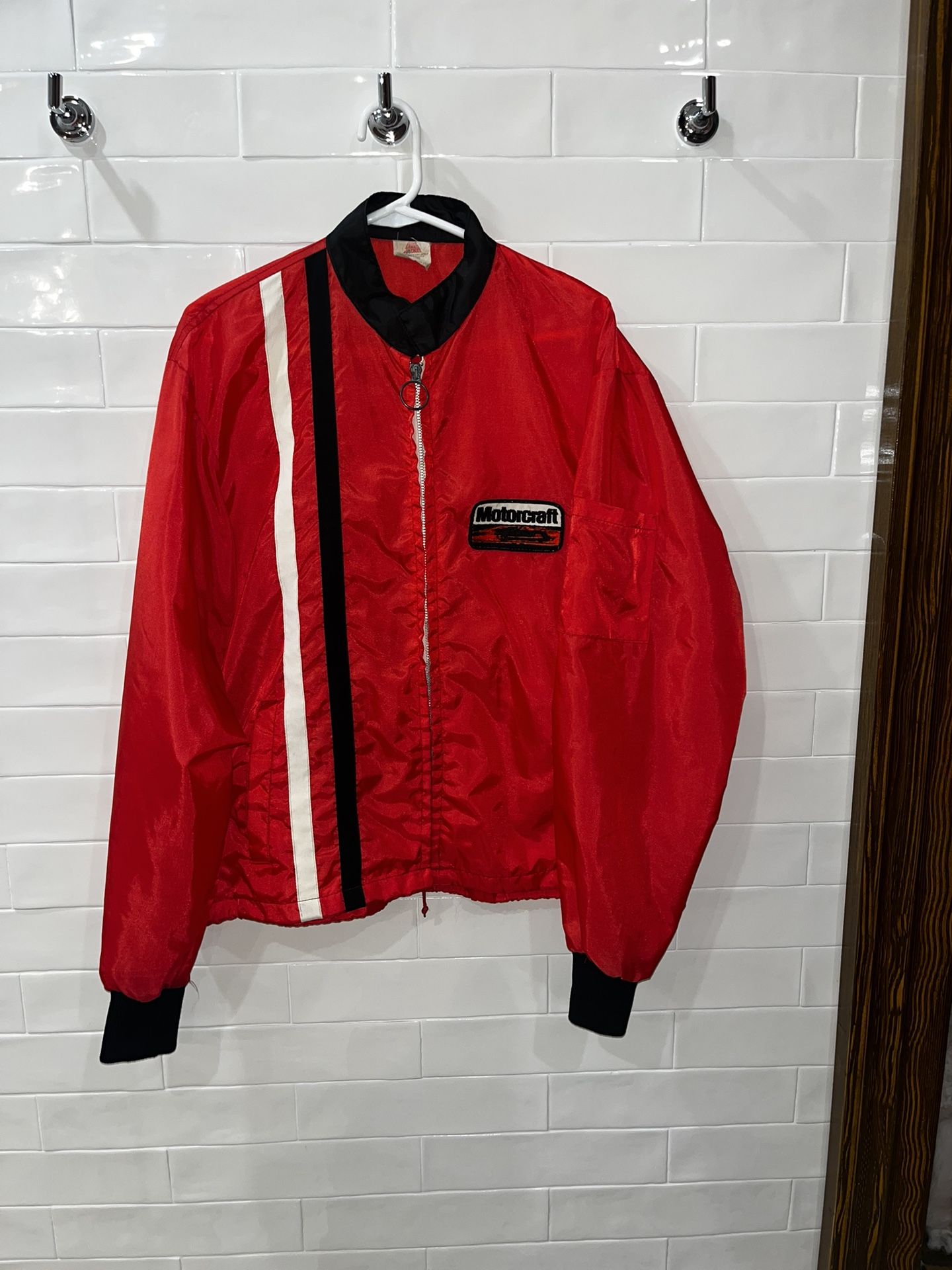 Ford Motorcraft Vintage Lightweight Nylon Red with Stripes Racing Jacket