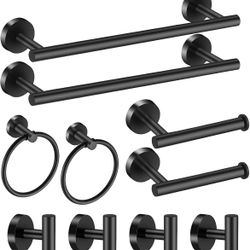 10 Pieces Matte Black Bathroom Accessories Set