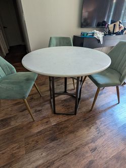 Round Marble Dining Table with 4 chairs