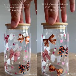 Libbey Glass Can Cups Fall Bows