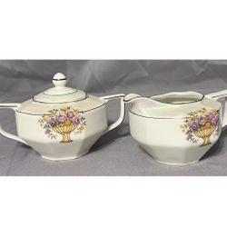 Rare Antique Z.S.&Co Bavaria Creamer & Sugar Dish Opalescent Germany Scherzer