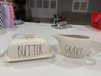 Rae Dunn BUTTER Dish & GRAVY Boat Set