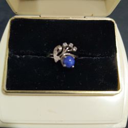 New Blue Star Sapphire 14K White Gold Ring