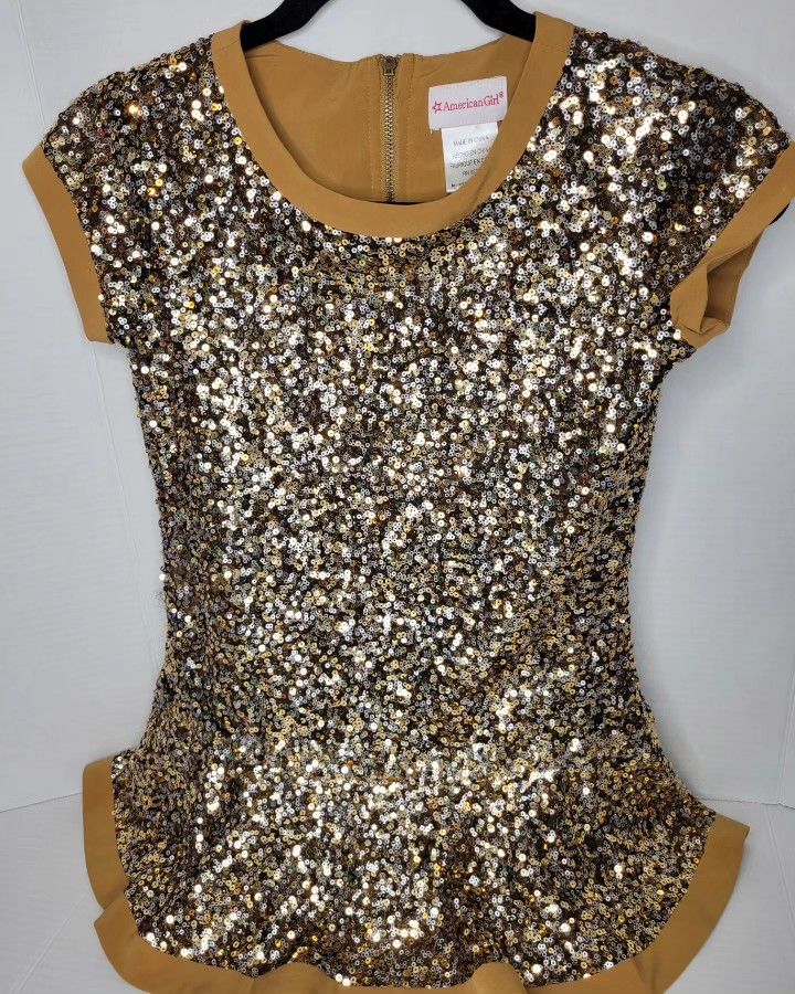 American Girl Sequin Gold Tunic For Girls, Girls Size M (10/12)