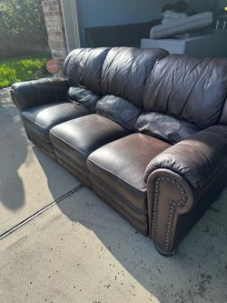 Brown leather couch
